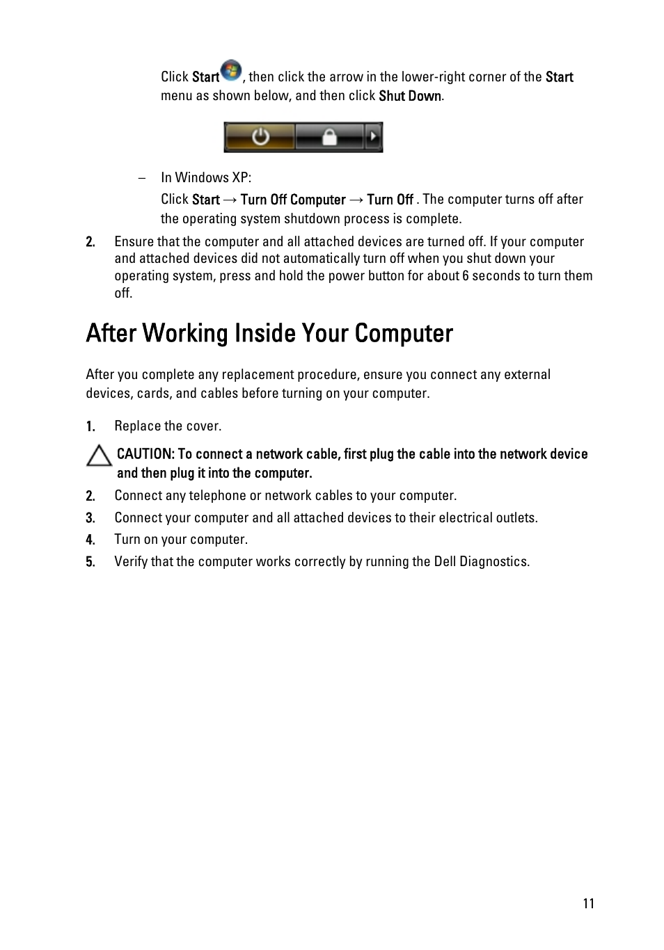 After working inside your computer | Dell OptiPlex 990 (Early 2011) User Manual | Page 11 / 103