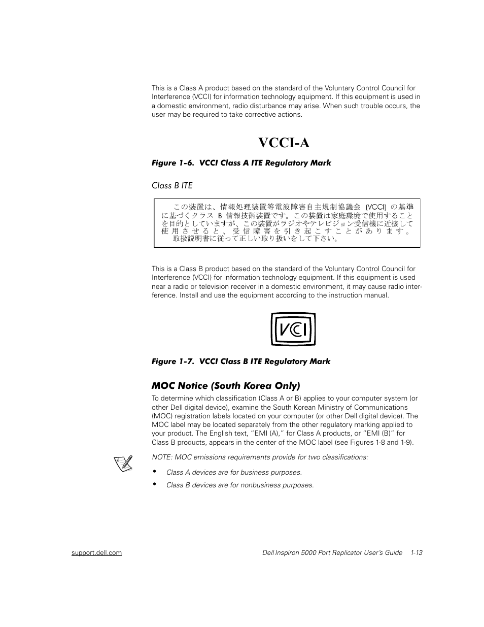 Class b ite, Moc notice (south korea only) | Dell Inspiron 5000 User Manual | Page 17 / 30