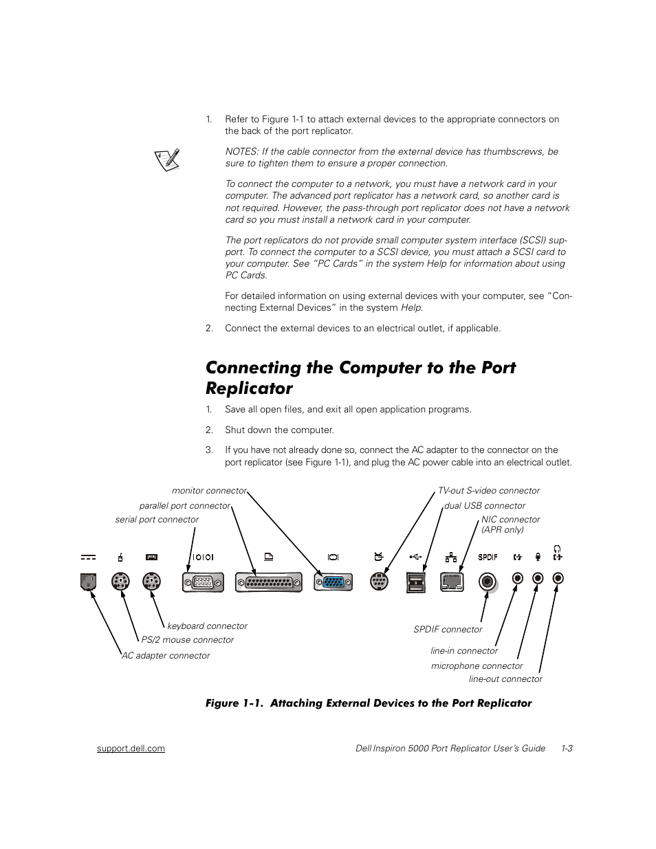 Connecting the computer to the port replicator, Rqqhfwlqjwkh&rpsxwhuwrwkh3ruw 5hsolfdwru | Dell Inspiron 5000 User Manual | Page 7 / 30