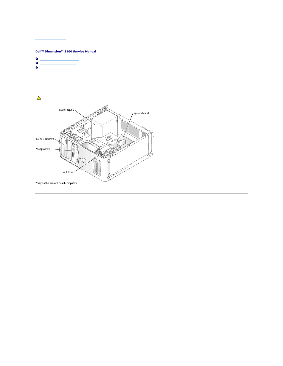 Technical overview, Inside view of your computer, System board components | Dell Dimension 5100 User Manual | Page 102 / 116