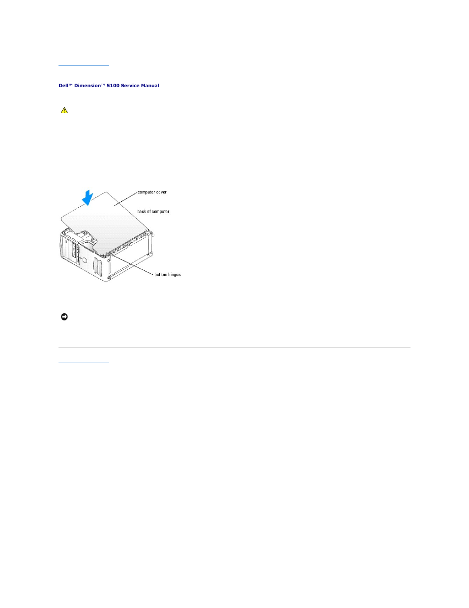 Replacing the computer cover | Dell Dimension 5100 User Manual | Page 13 / 116