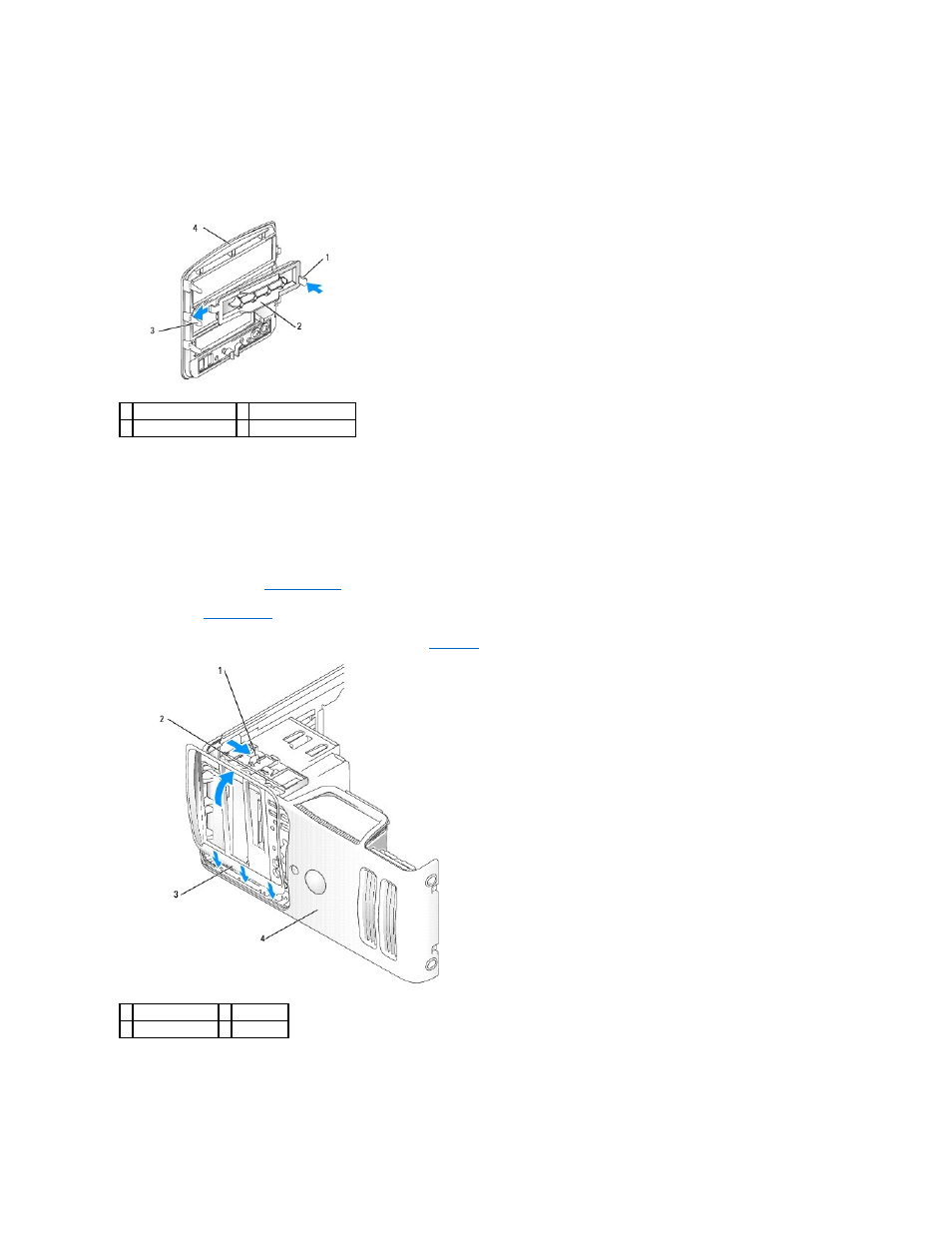 Replacing the drive-panel insert, Replacing the drive panel | Dell Dimension 5100 User Manual | Page 58 / 116