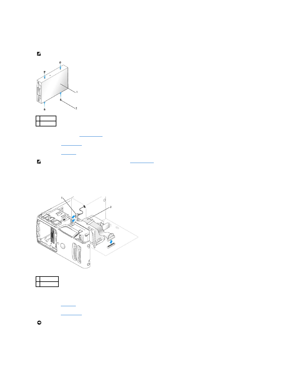 If you are adding a floppy drive, see, Installing a floppy drive | Dell Dimension 5100 User Manual | Page 65 / 116
