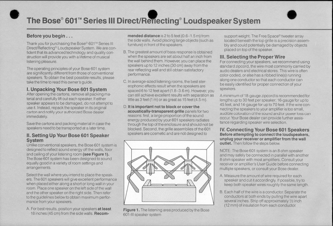 The bose, Series hi direct/retiecting® loudspeaker system | Bose 601 Series III User Manual | Page 2 / 6