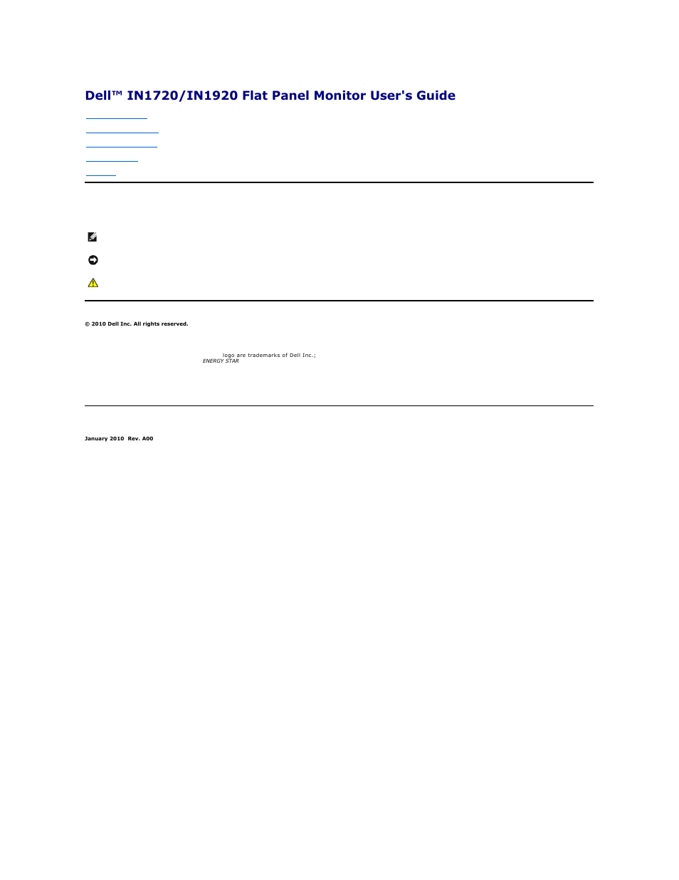 Dell IN1720 Monitor User Manual | 31 pages
