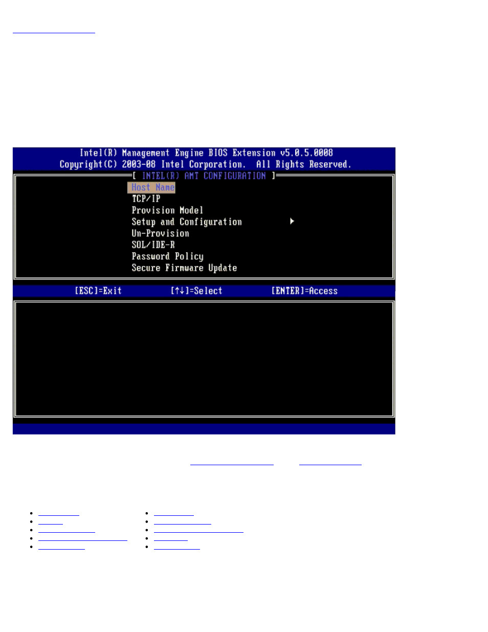 Amt configuration menu, Mebx defaults, Menu options | Host name | Dell OptiPlex 960 (Late 2008) User Manual | Page 14 / 143