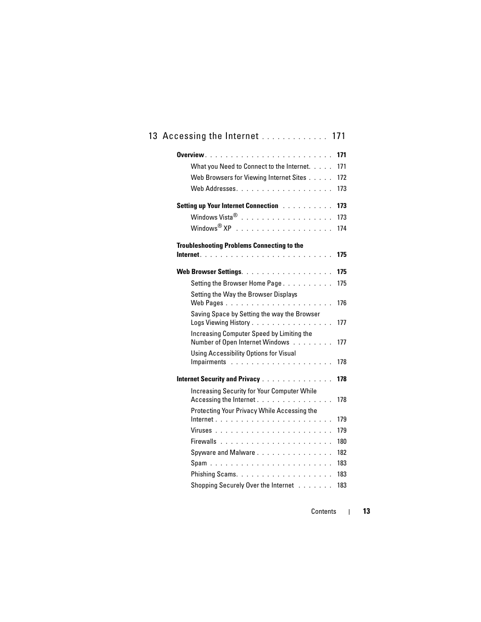 13 accessing the internet | Dell Inpsiron 560 (Late 2009) User Manual | Page 13 / 354