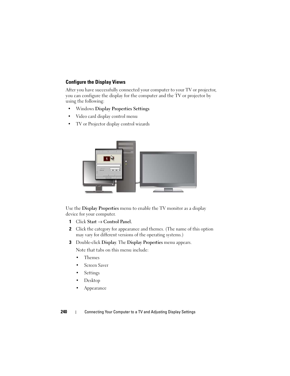 Configure the display views | Dell Inpsiron 560 (Late 2009) User Manual | Page 240 / 354