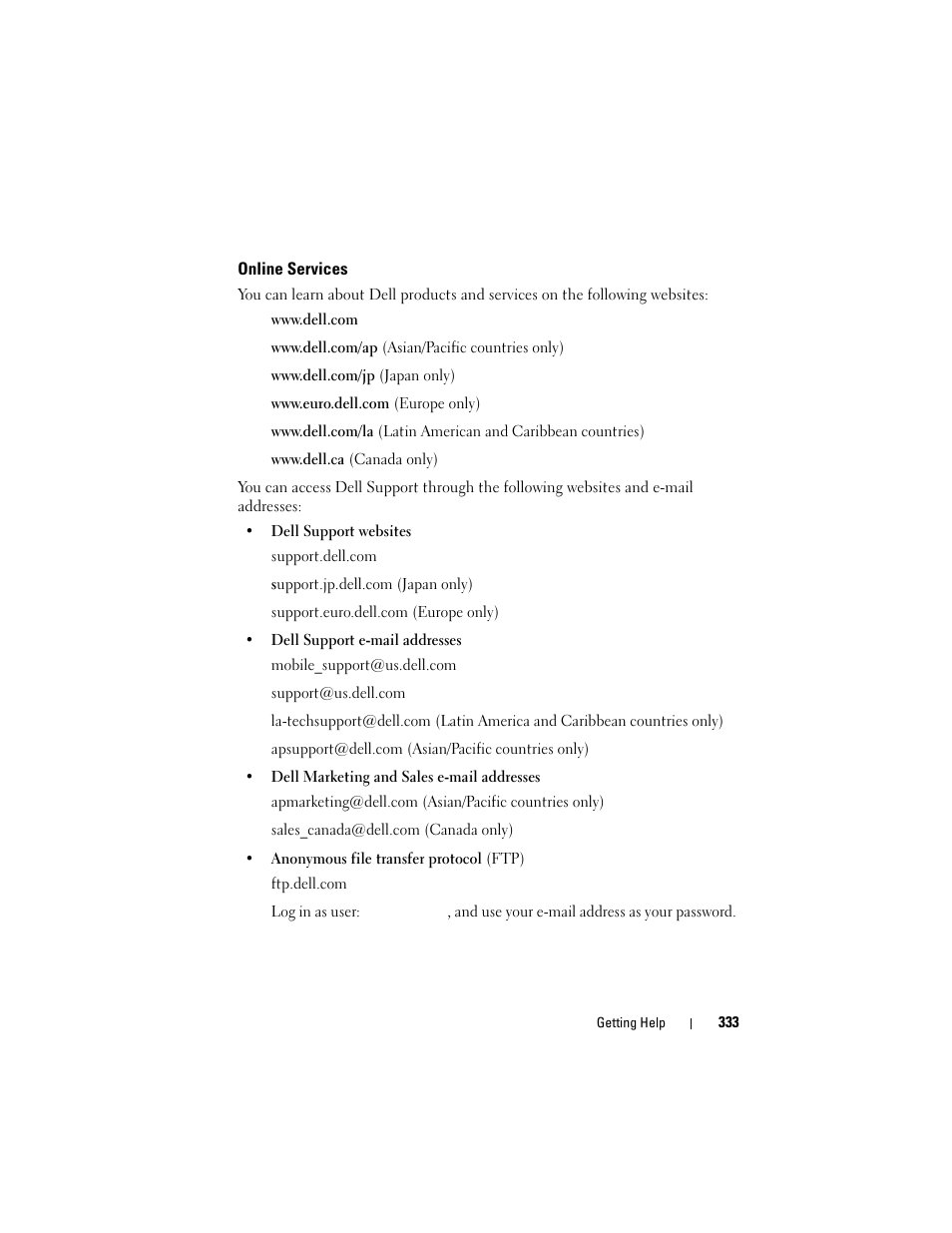 Online services | Dell Inpsiron 560 (Late 2009) User Manual | Page 333 / 354
