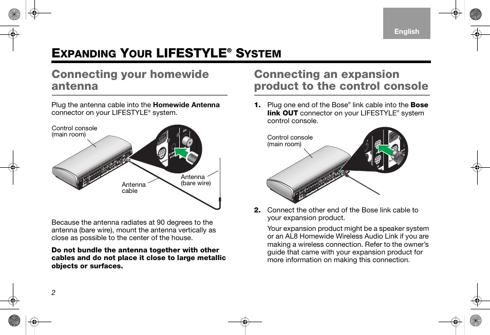 Lifestyle, Connecting your homewide antenna, Xpanding | Ystem | Bose RC-35S2 User Manual | Page 4 / 44