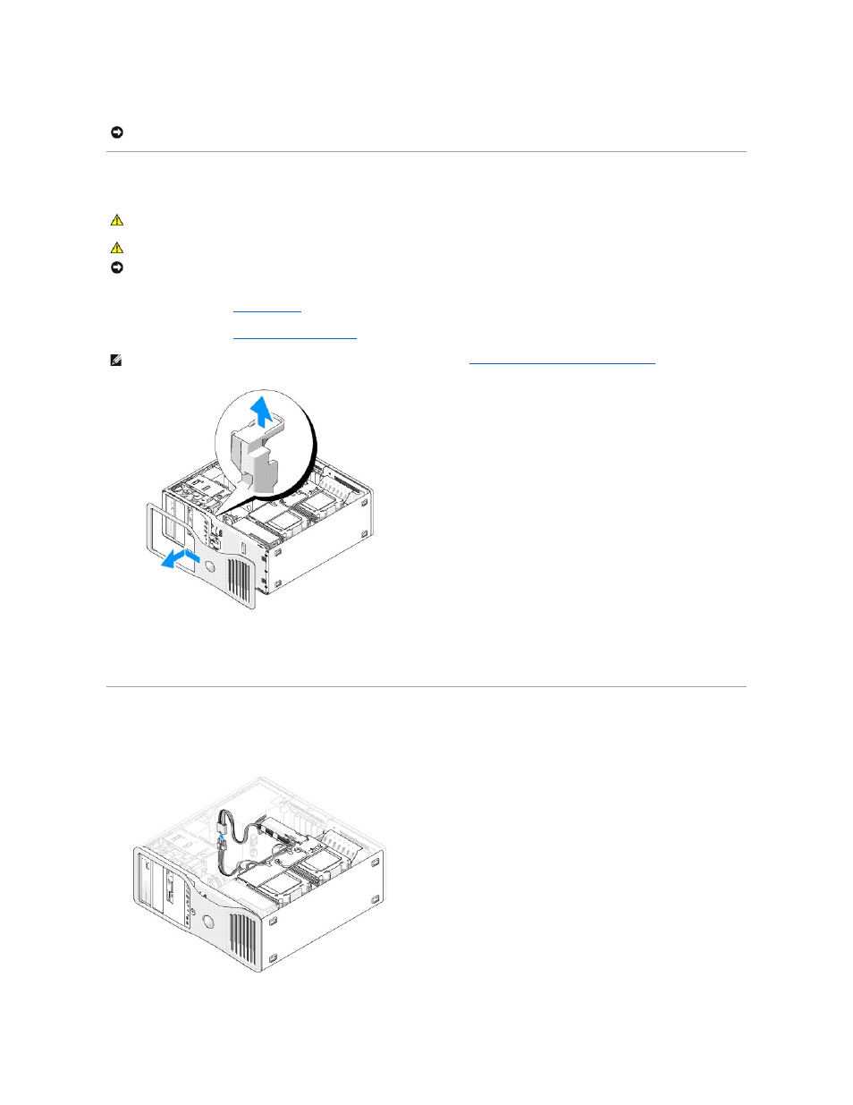 Removing the front panel | Dell Precision 490 User Manual | Page 125 / 170