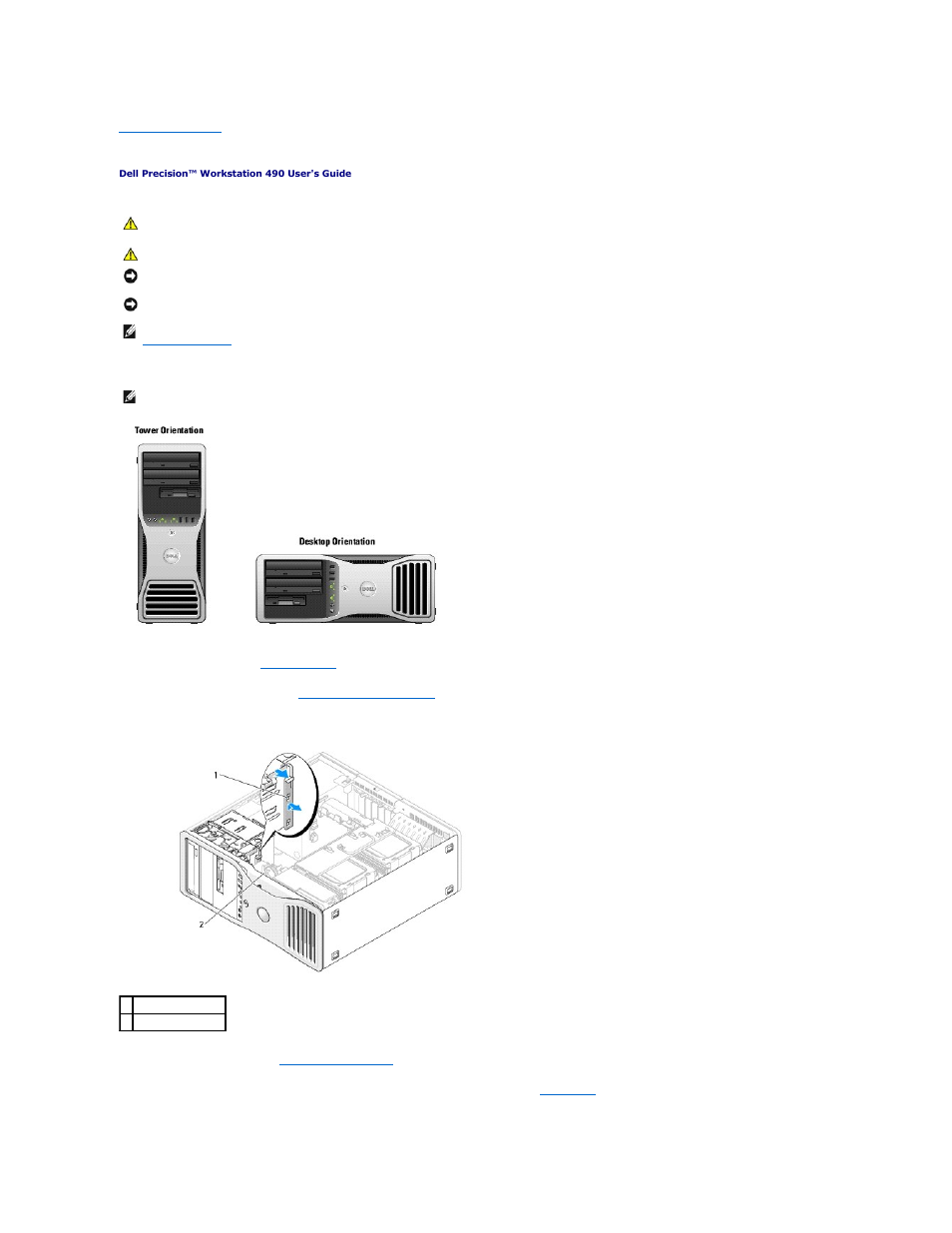 Changing between tower and desktop modes | Dell Precision 490 User Manual | Page 127 / 170