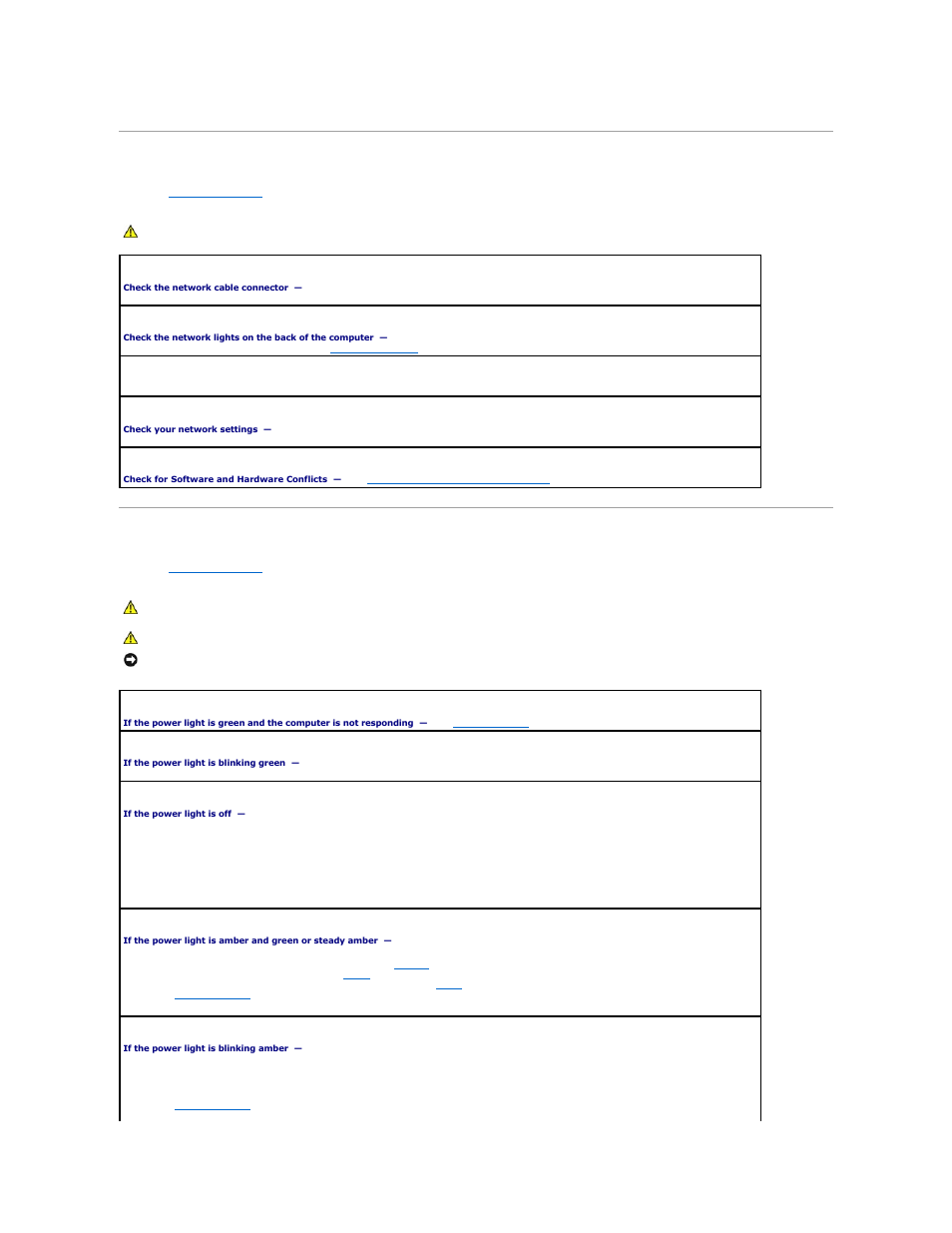 Network problems, Power problems | Dell Precision 490 User Manual | Page 161 / 170