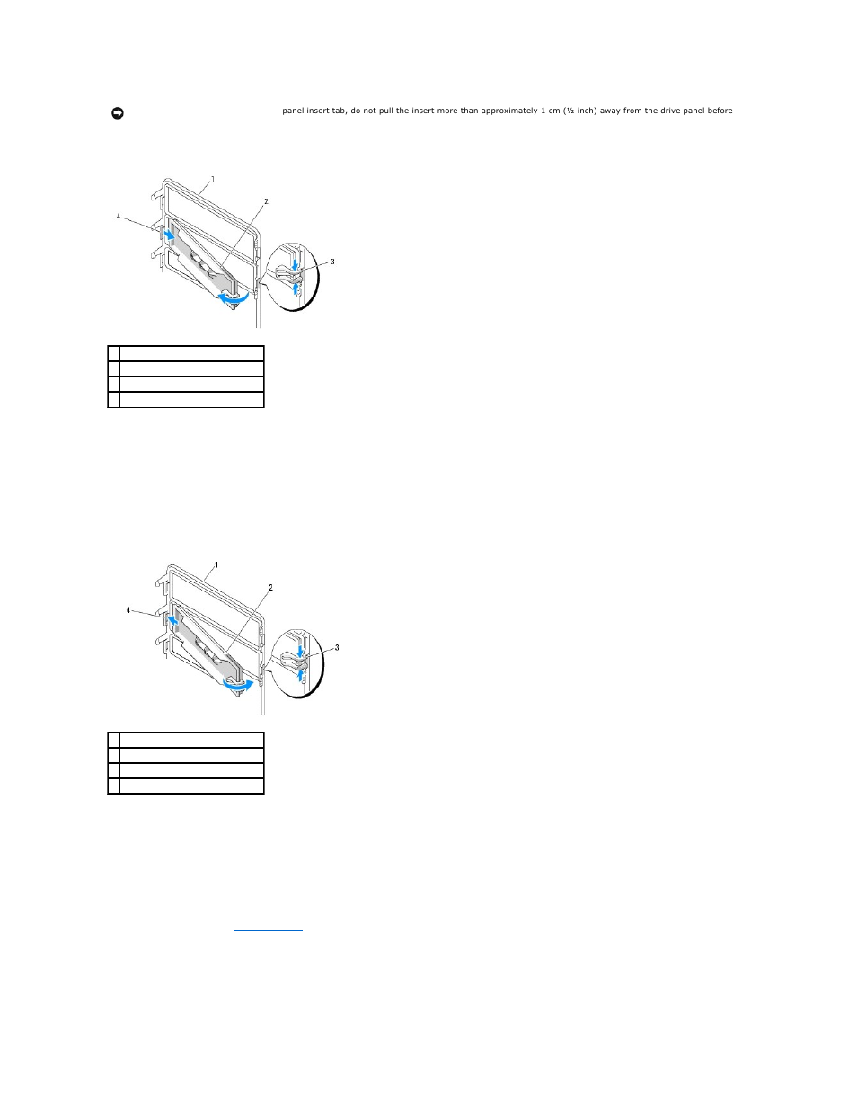 Panel insert (see, Replacing a drive-panel insert, Replacing the drive panel | Replacing a drive- panel insert | Dell Precision 490 User Manual | Page 66 / 170