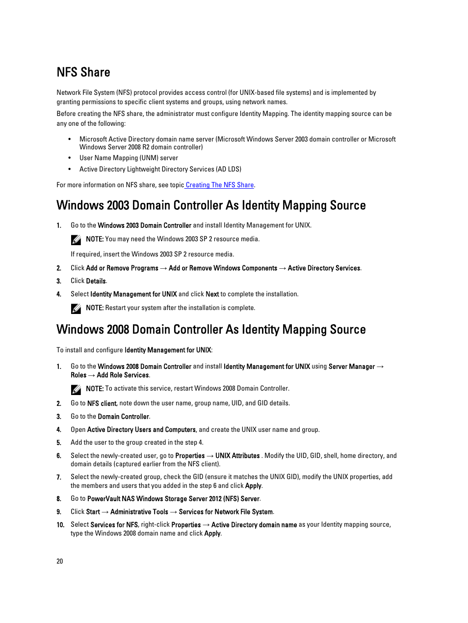 Nfs share | Dell Powervault NX400 User Manual | Page 20 / 34