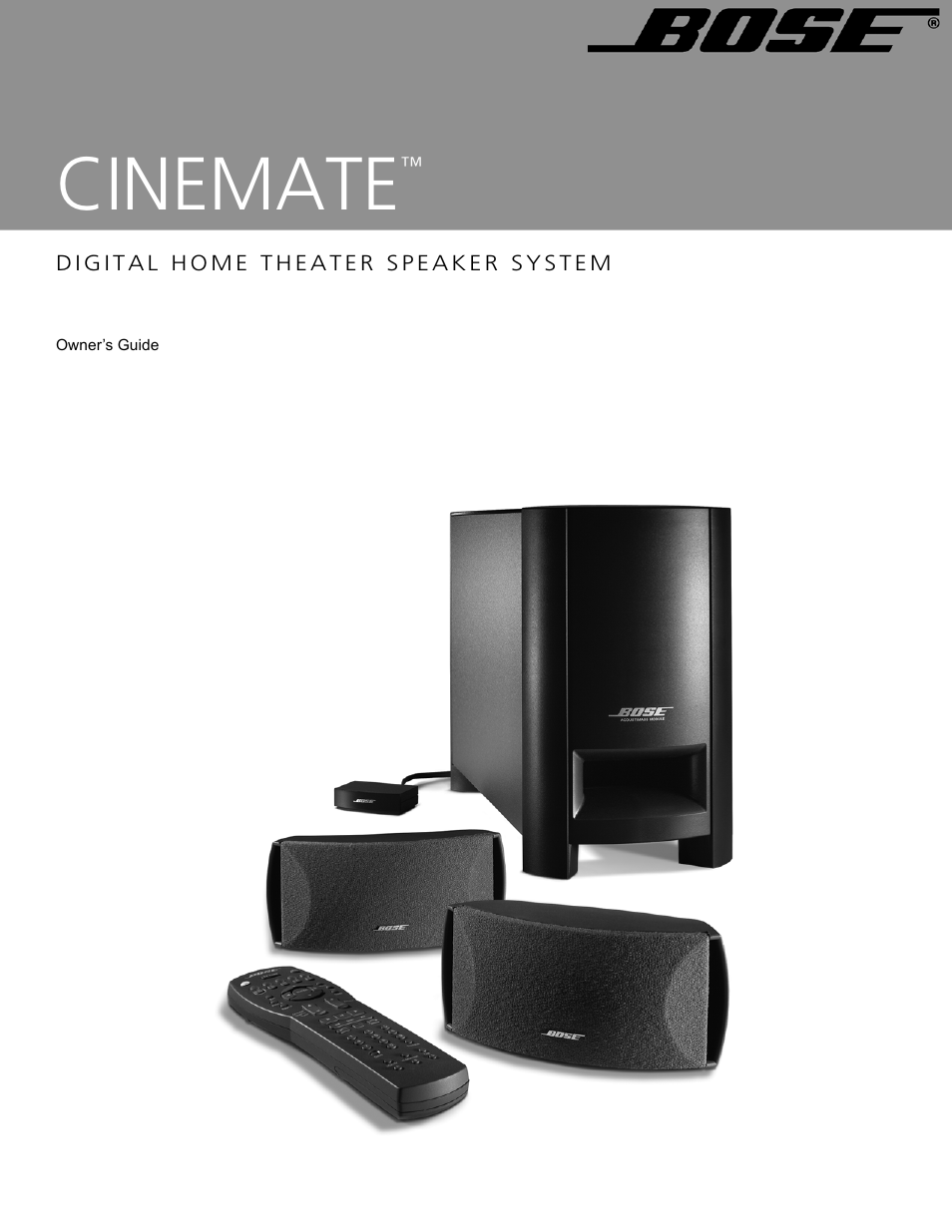 Bose Cinemate Digital Home Theater Speaker System User Manual | 24 pages