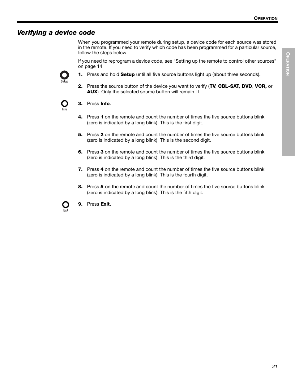 Verifying a device code | Bose Cinemate Digital Home Theater Speaker System User Manual | Page 21 / 24
