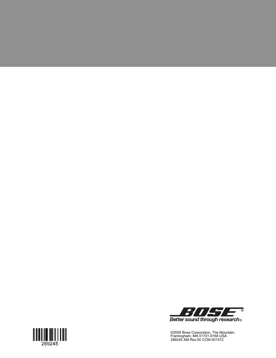 Bose Cinemate Digital Home Theater Speaker System User Manual | Page 24 / 24