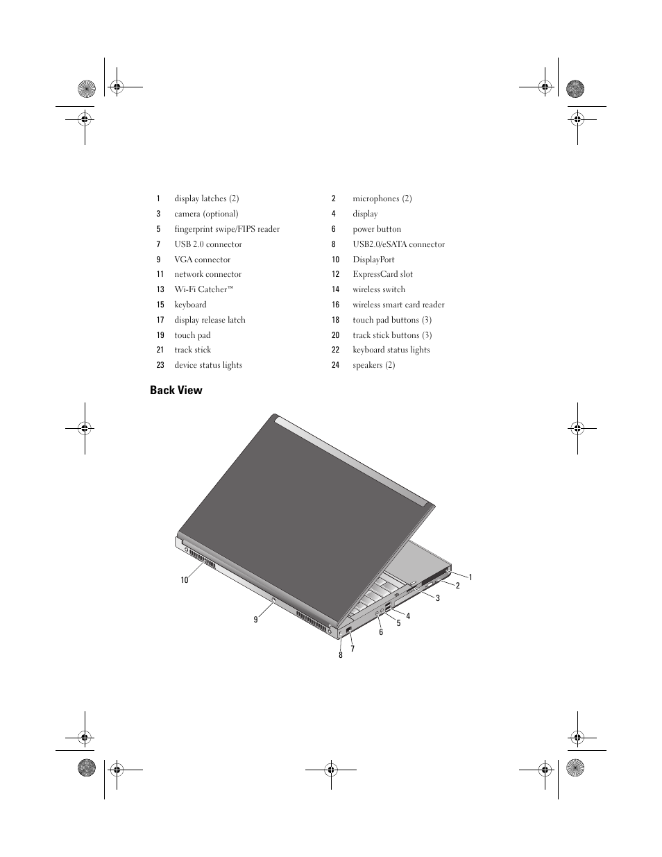 Back view | Dell Precision M6400 (Late 2008) User Manual | Page 2 / 8