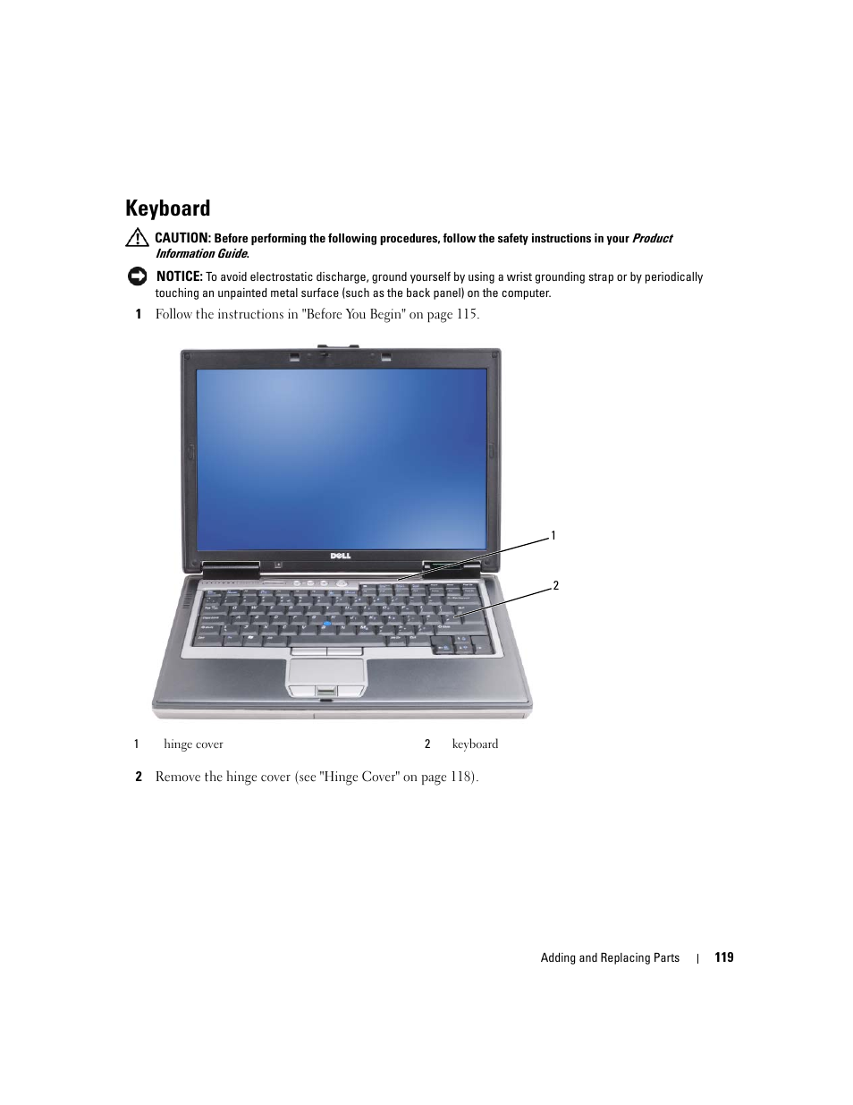 Keyboard | Dell Latitude D630 ATG (Mid 2007) User Manual | Page 119 / 166