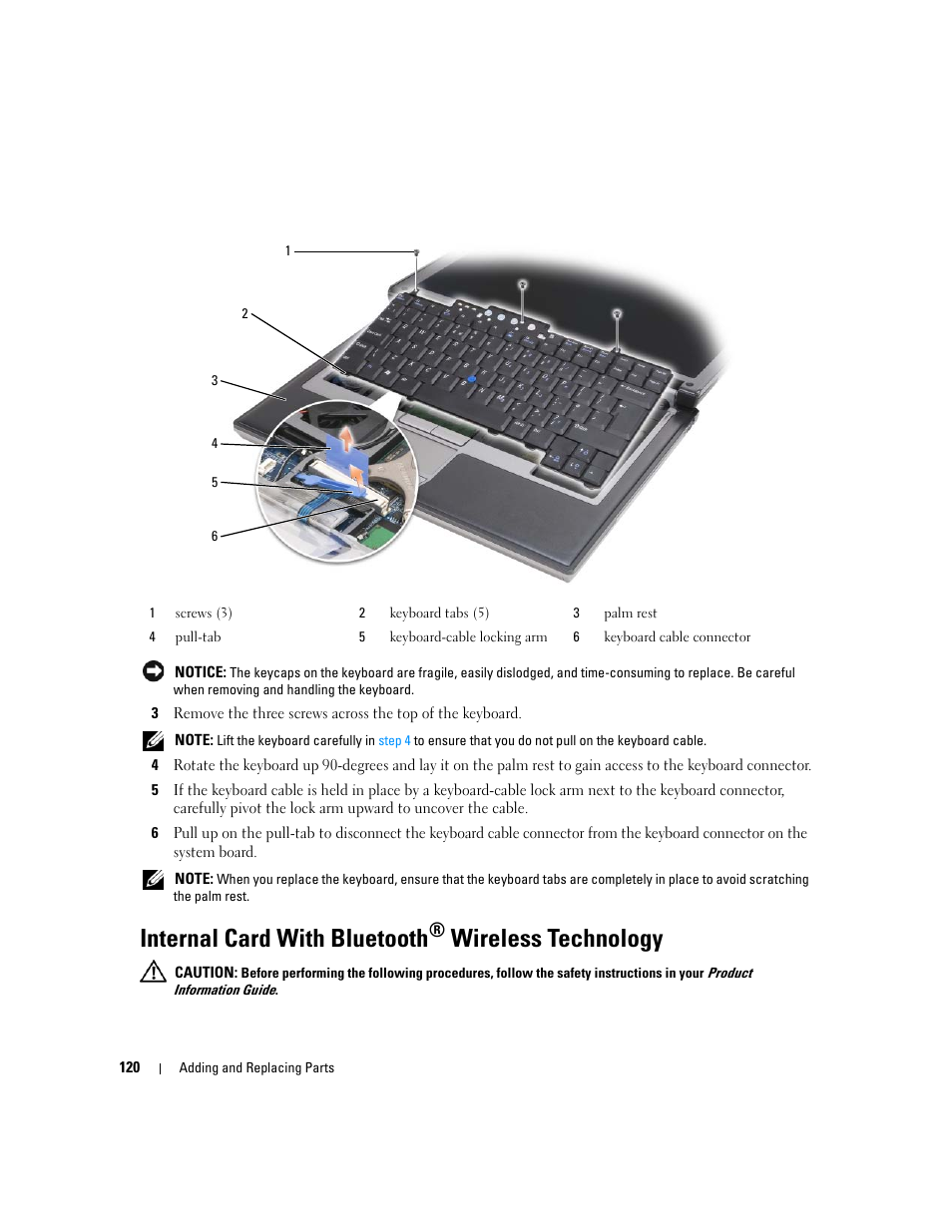 Internal card with bluetooth® wireless technology, Internal card with bluetooth, Wireless technology | Dell Latitude D630 ATG (Mid 2007) User Manual | Page 120 / 166