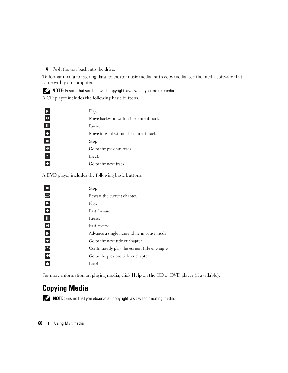 Copying media | Dell Latitude D630 ATG (Mid 2007) User Manual | Page 60 / 166