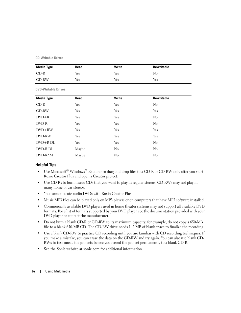 Helpful tips | Dell Latitude D630 ATG (Mid 2007) User Manual | Page 62 / 166