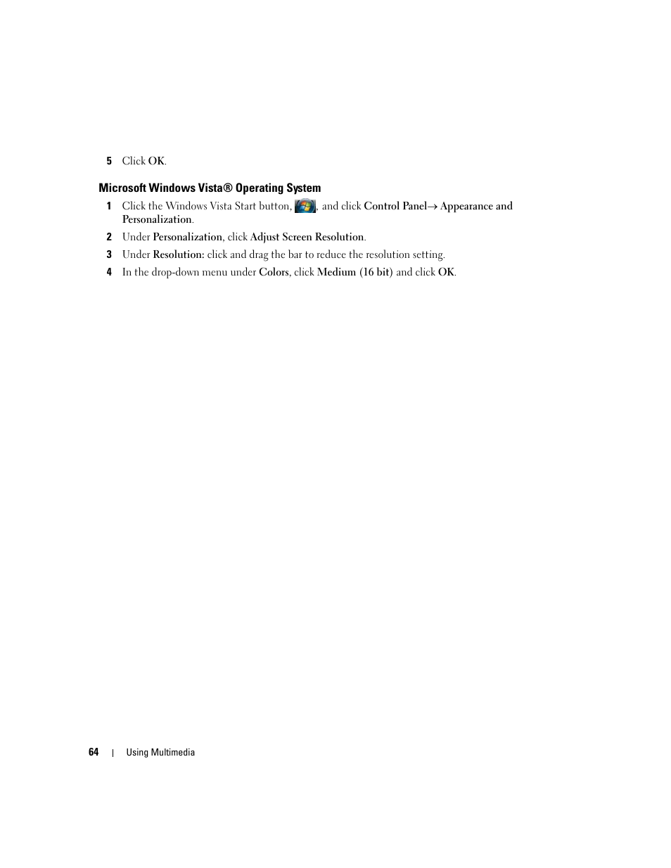Microsoft windows vista® operating system | Dell Latitude D630 ATG (Mid 2007) User Manual | Page 64 / 166