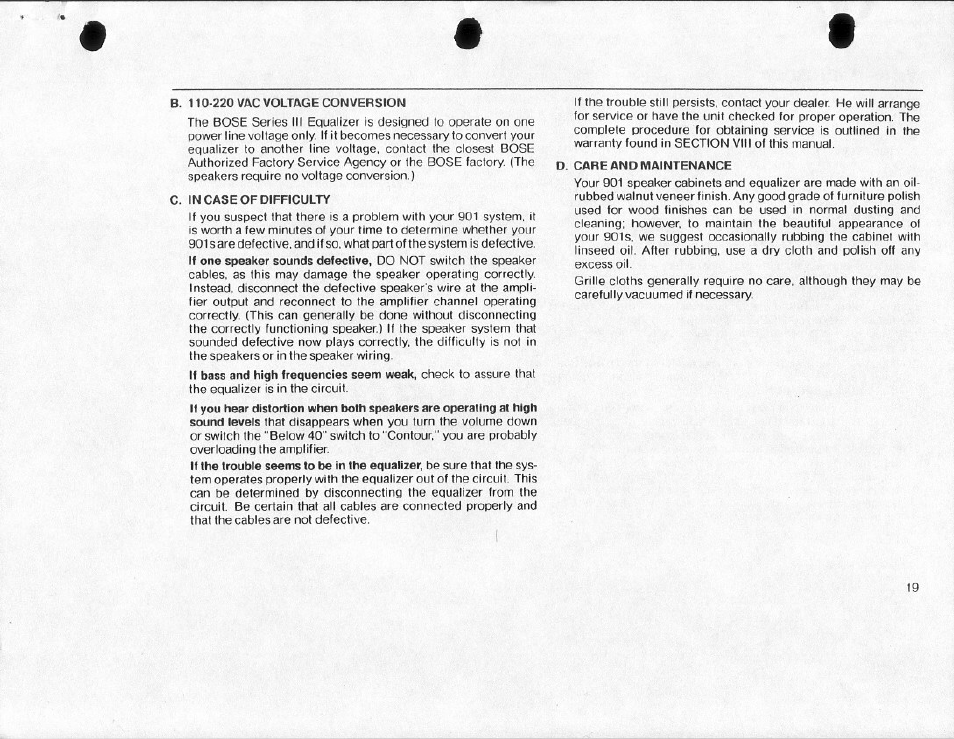 Bose 901 Series III User Manual | Page 19 / 20