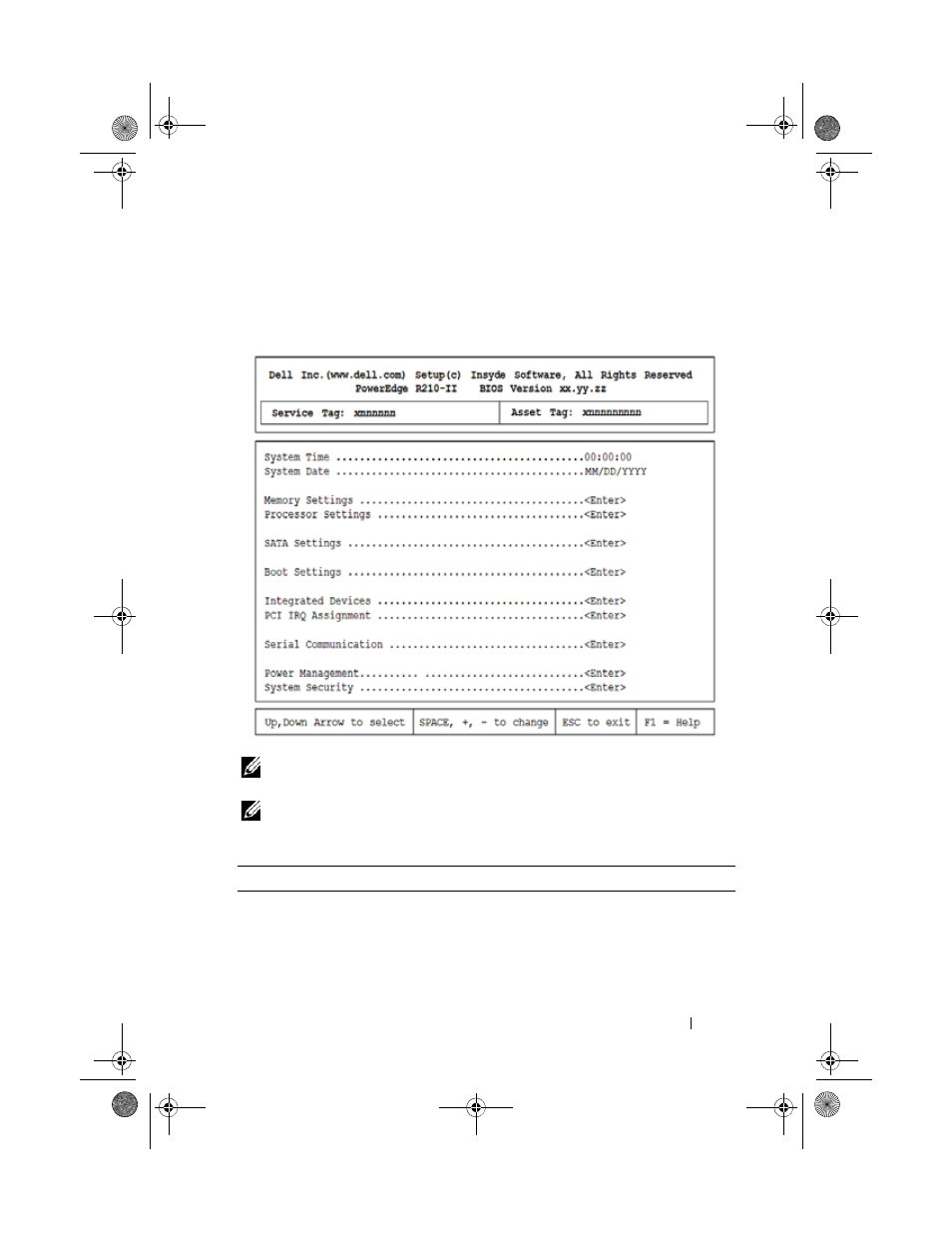 System setup options, Main screen | Dell PowerEdge R210 II User Manual | Page 27 / 126