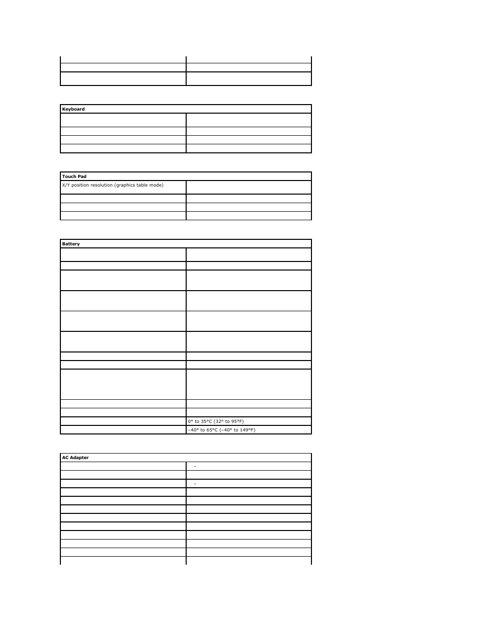 Keyboard, Touch pad, Battery | Ac adapter | Dell Latitude X300 User Manual | Page 106 / 113
