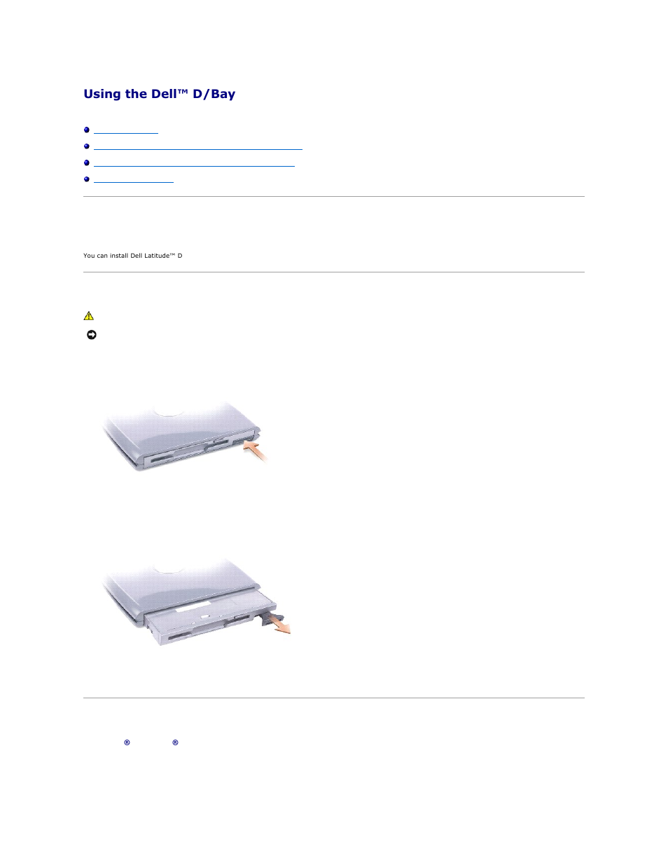 Using the dell™ d/bay, About the dell d/bay | Dell Latitude X300 User Manual | Page 25 / 113