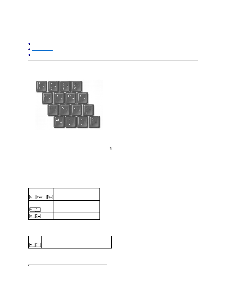 Using the keyboard and touchpad, Numeric keypad, Keyboard shortcuts | System functions, Battery, Cd or dvd tray | Dell Latitude X300 User Manual | Page 66 / 113