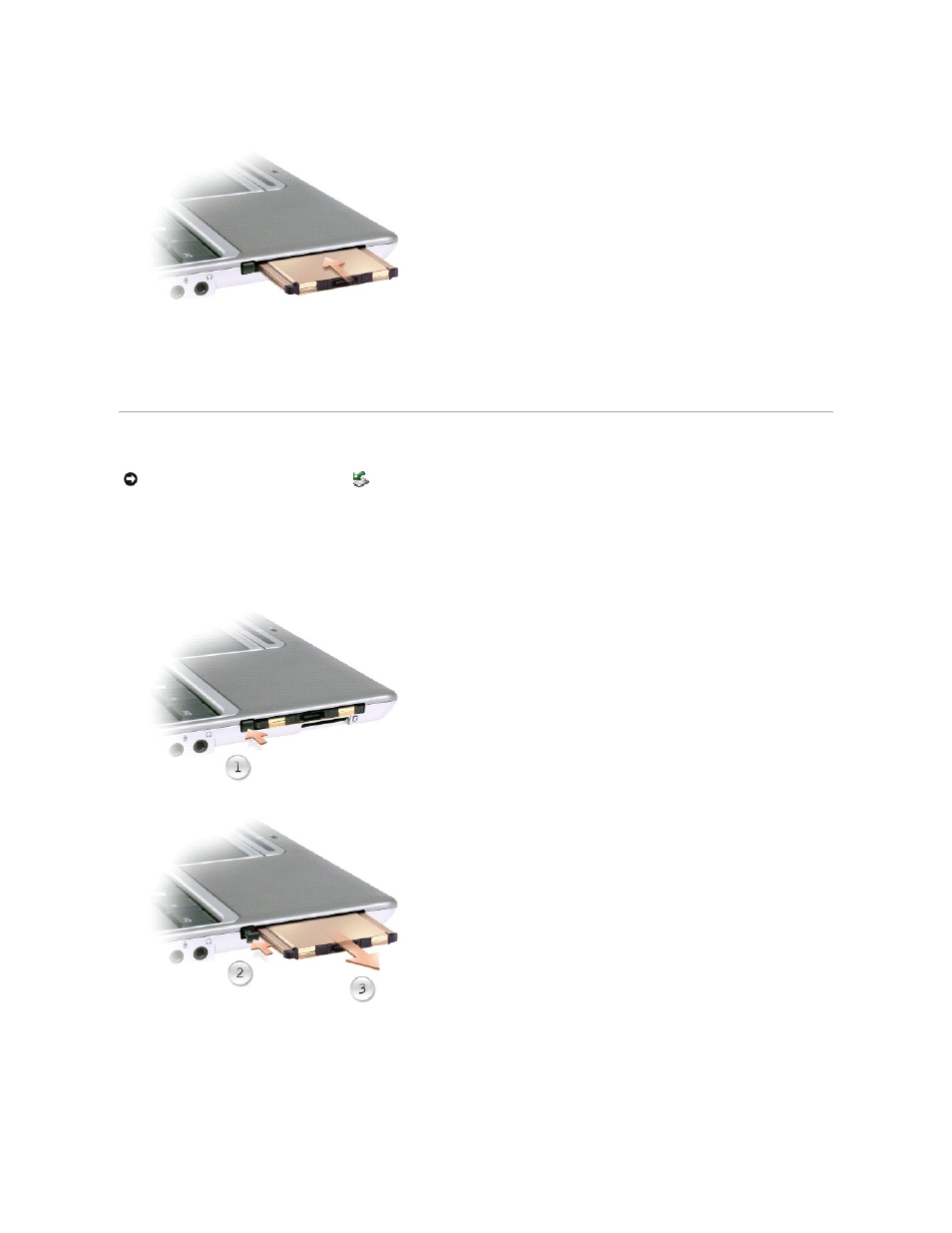 Removing a pc card or blank, To remove the blank, see | Dell Latitude X300 User Manual | Page 74 / 113
