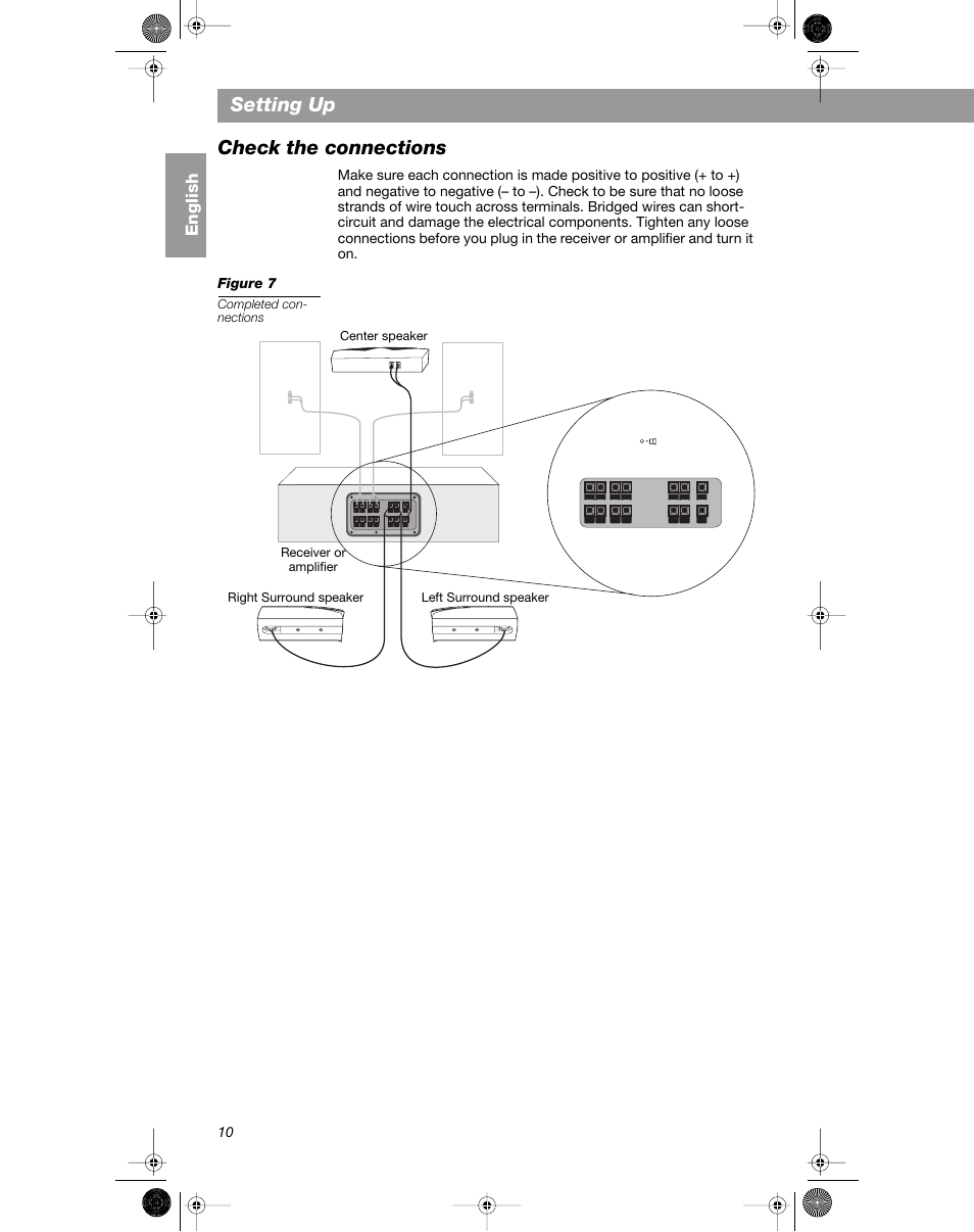 Setting up, Check the connections, English | Bose VCS-10 User Manual | Page 10 / 116