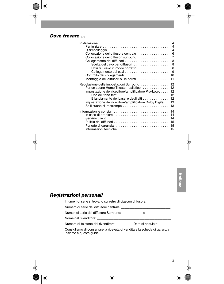 Dove trovare, Registrazioni personali | Bose VCS-10 User Manual | Page 73 / 116