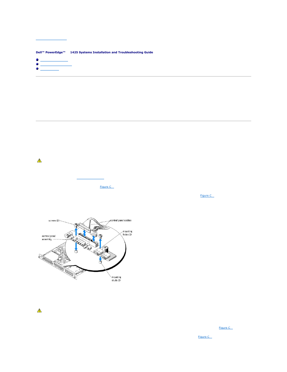 Service-only parts replacement procedures, Recommended tools, Control panel assembly | Removing the control panel assembly, Installing the control panel assembly | Dell PowerEdge SC1425 User Manual | Page 10 / 69