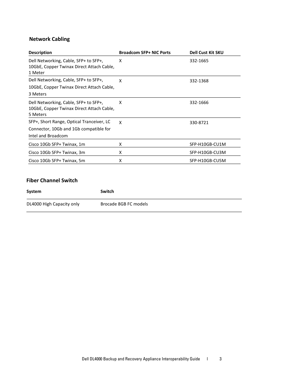 Network cabling, Fiber channel switch | Dell DL4000 User Manual | Page 3 / 5