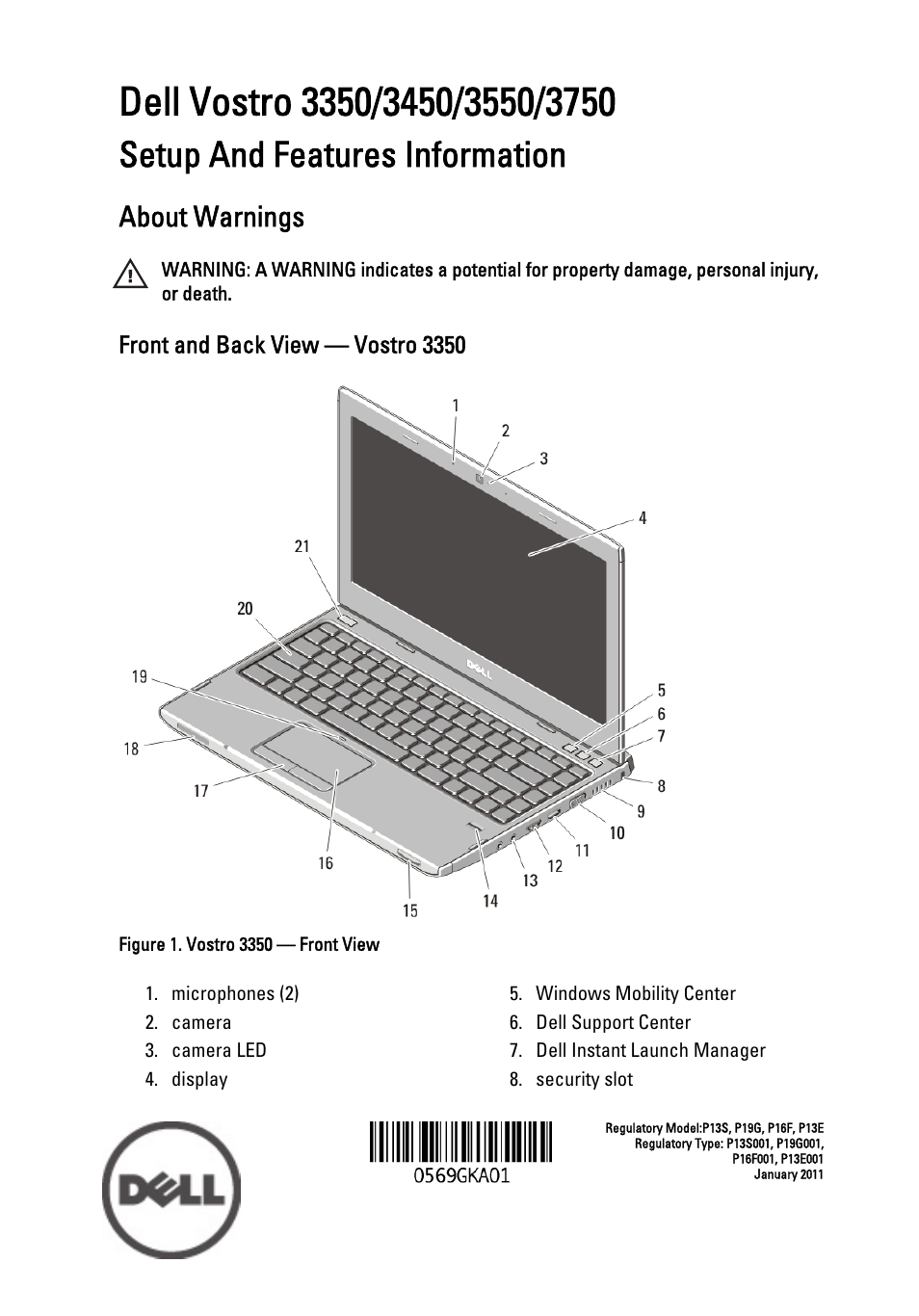 Dell Vostro 3750 (Early 2011) User Manual | 16 pages