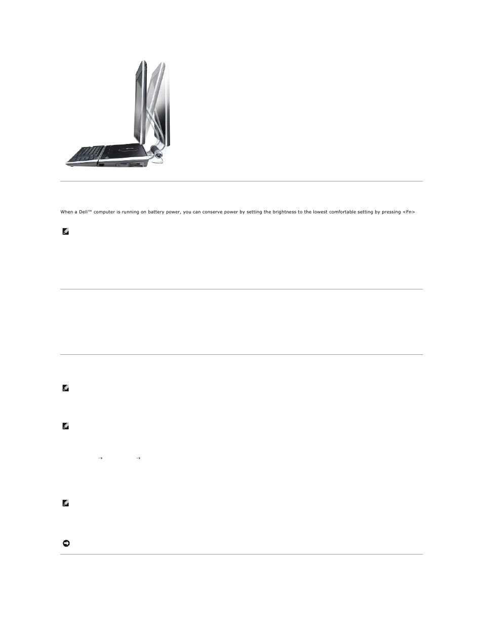 Adjusting brightness, Switching the video image, Setting display resolution and refresh rate | Dell XPS M2010 (MXP061, Mid 2006) User Manual | Page 20 / 116