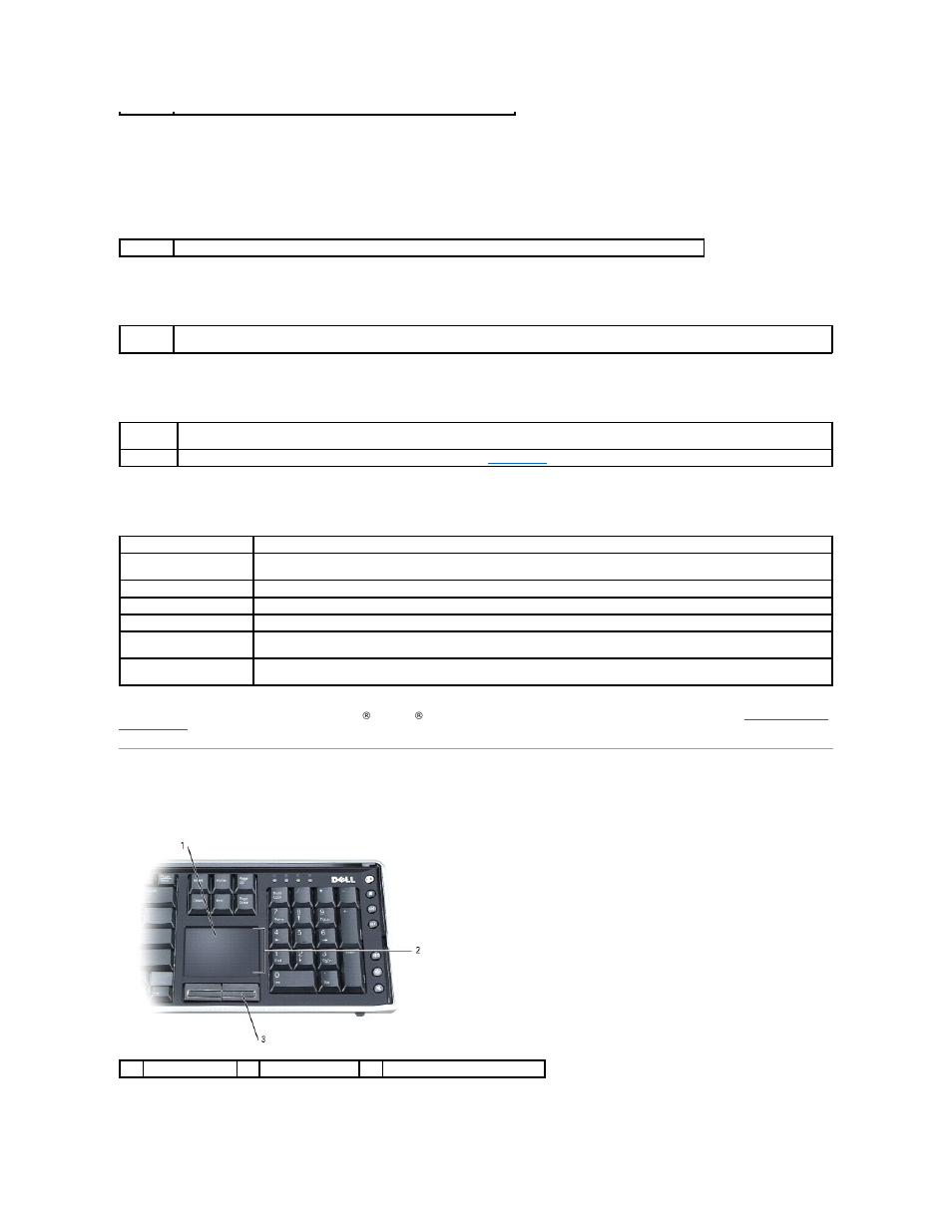Touch pad, Display functions, Wireless networking technology function | Display switch, Power management, Microsoft windows logo key functions | Dell XPS M2010 (MXP061, Mid 2006) User Manual | Page 50 / 116
