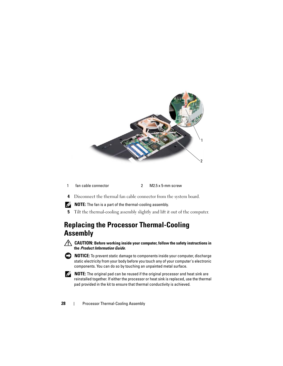 Replacing the processor thermal-cooling assembly | Dell XPS M1530 (M1530, Late 2007) User Manual | Page 28 / 118