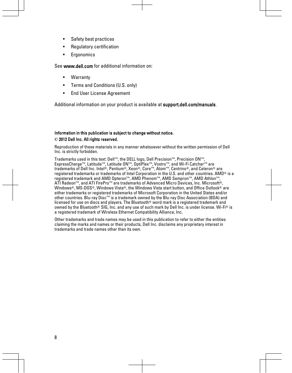 Dell Latitude E6330 (Mid 2012) User Manual | Page 8 / 8