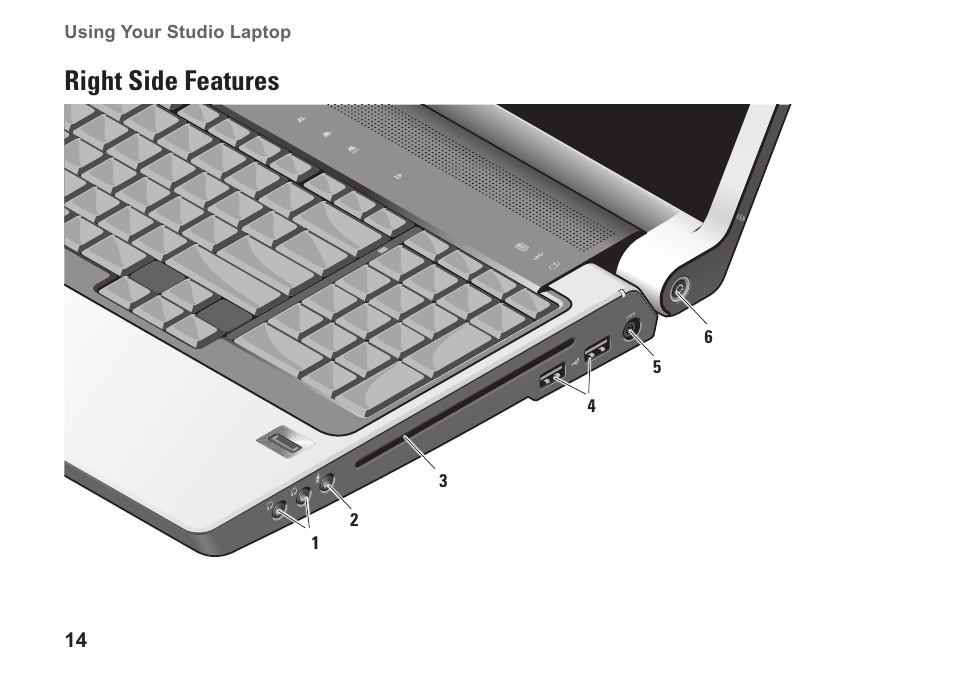 Right side features | Dell Studio 1737 (Late  2008) User Manual | Page 16 / 84