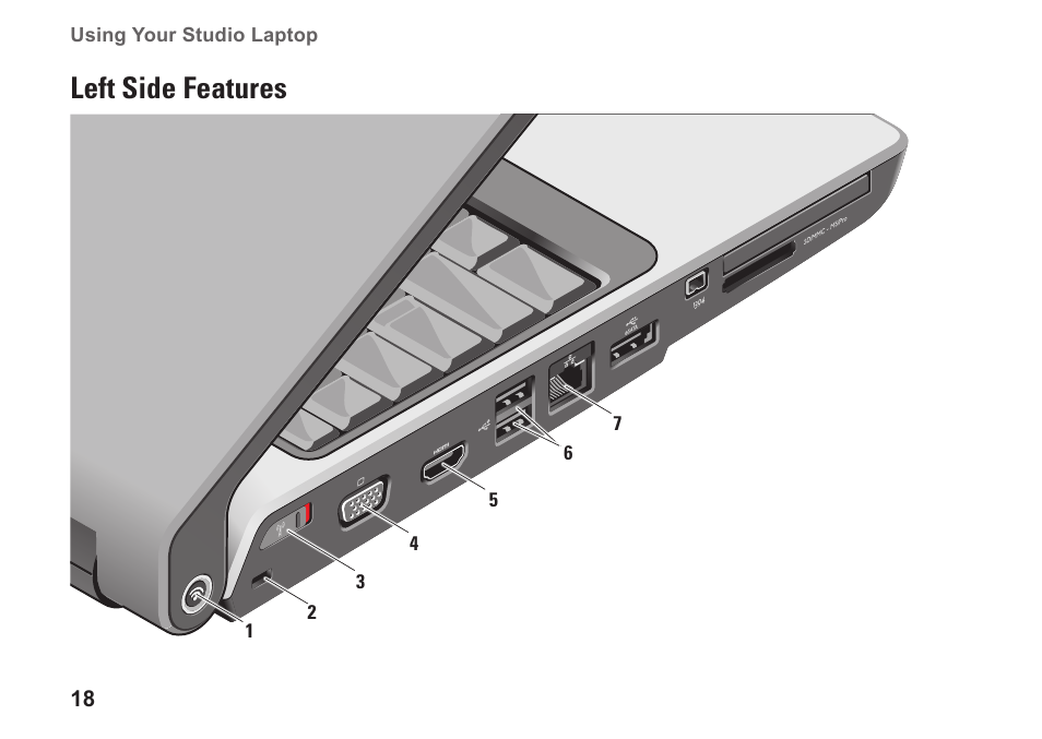Left side features | Dell Studio 1737 (Late  2008) User Manual | Page 20 / 84