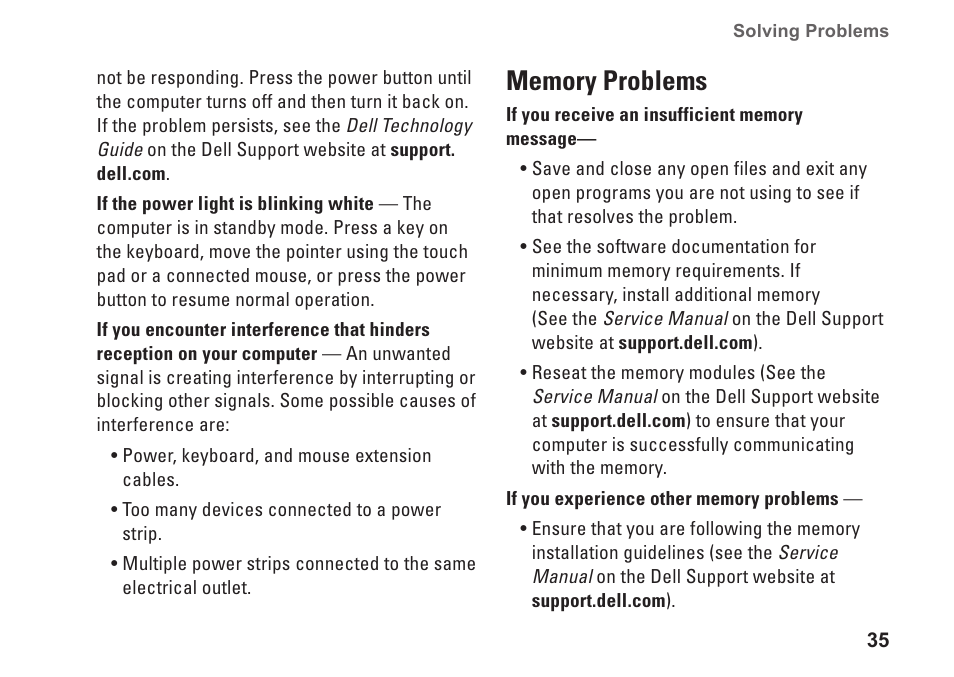 Memory problems | Dell Studio 1737 (Late  2008) User Manual | Page 37 / 84