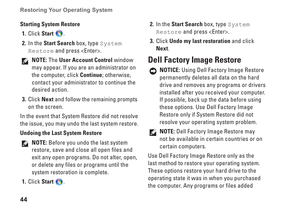 Dell factory image restore | Dell Studio 1737 (Late  2008) User Manual | Page 46 / 84