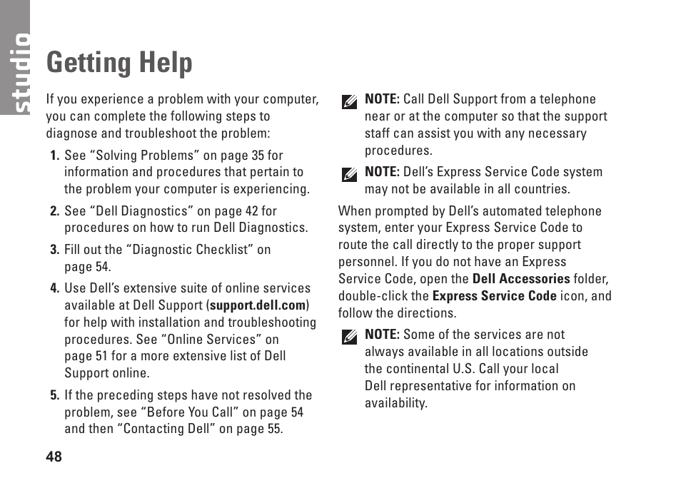 Getting help | Dell Studio 1737 (Late  2008) User Manual | Page 50 / 84