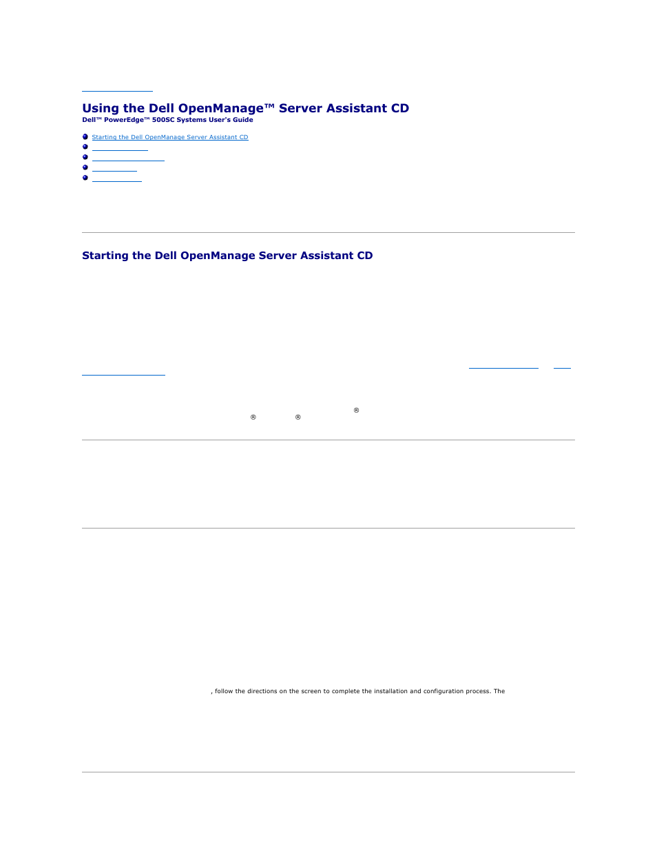 Using the dell openmanage™ server assistant cd, Starting the dell openmanage server assistant cd, Navigating the cd | Setting up your system, Setup mode, Service mode, Server setup mode | Dell PowerEdge 500SC User Manual | Page 16 / 37