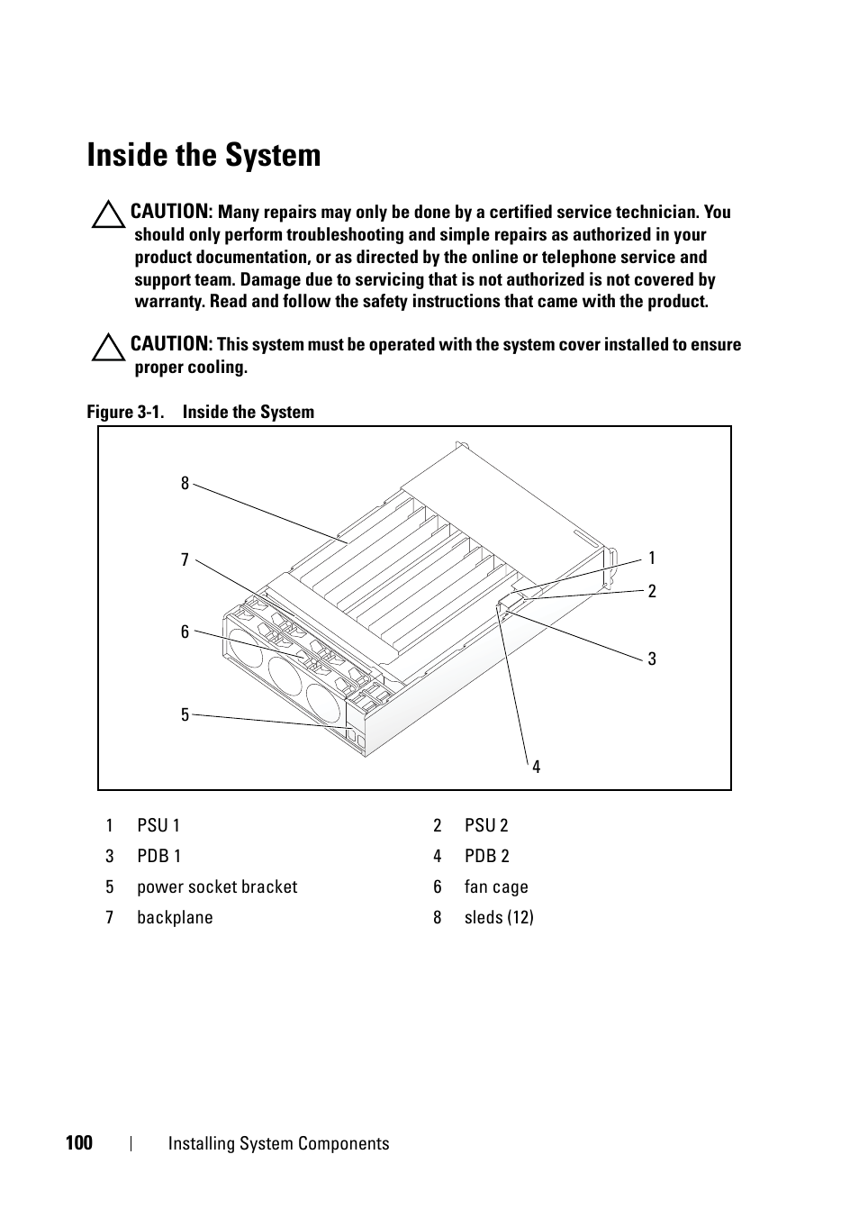 Inside the system | Dell PowerEdge C5230 User Manual | Page 100 / 146